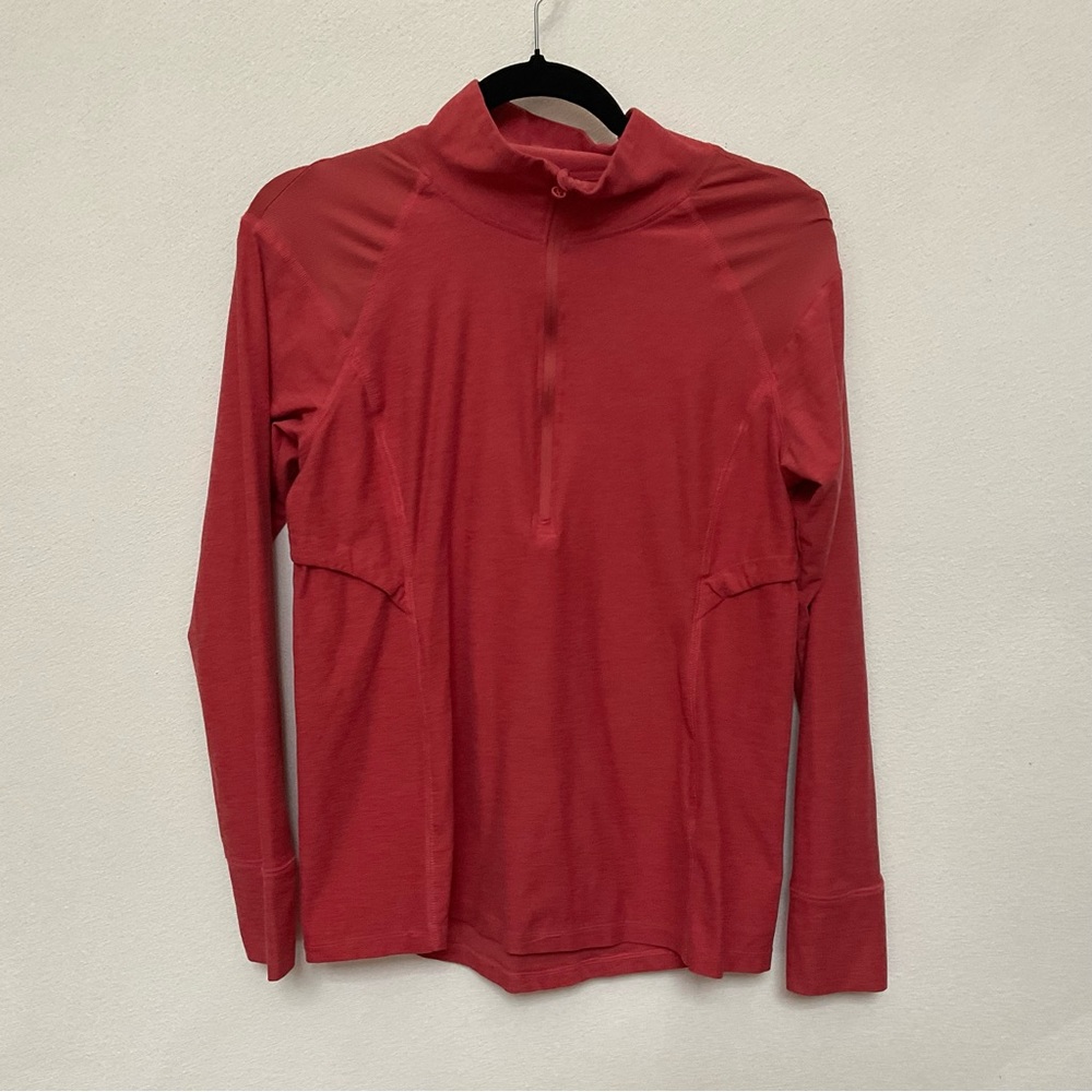 Layer8 Orange Coral Stretchy Quick Dry Quarter Zip Size M Exercise Athleisure